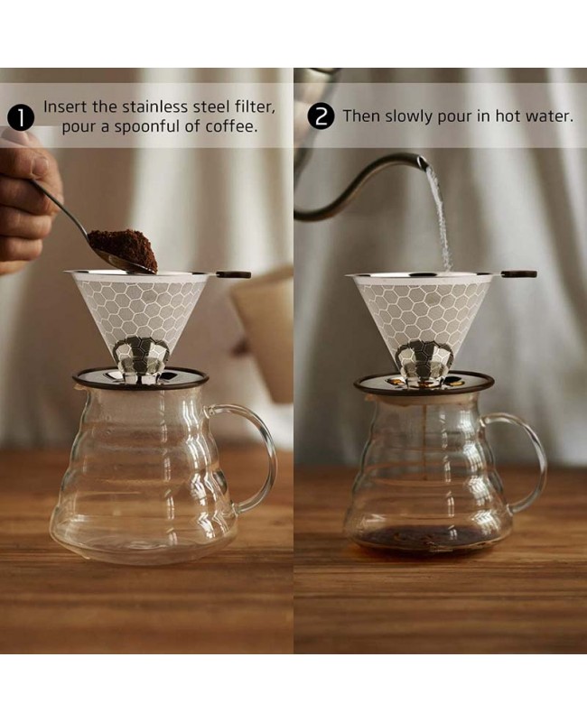 Coffeesmaster Pour Over Coffee Filter - SS Reusable Coffee Dripper