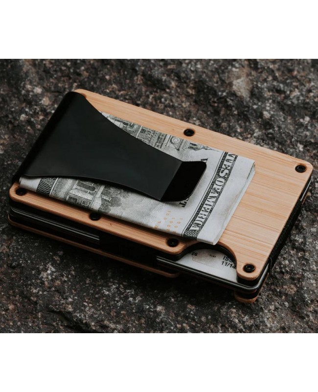 EDC Bamboo Wallet - Money Clip and Card Holder - RFID Blocking