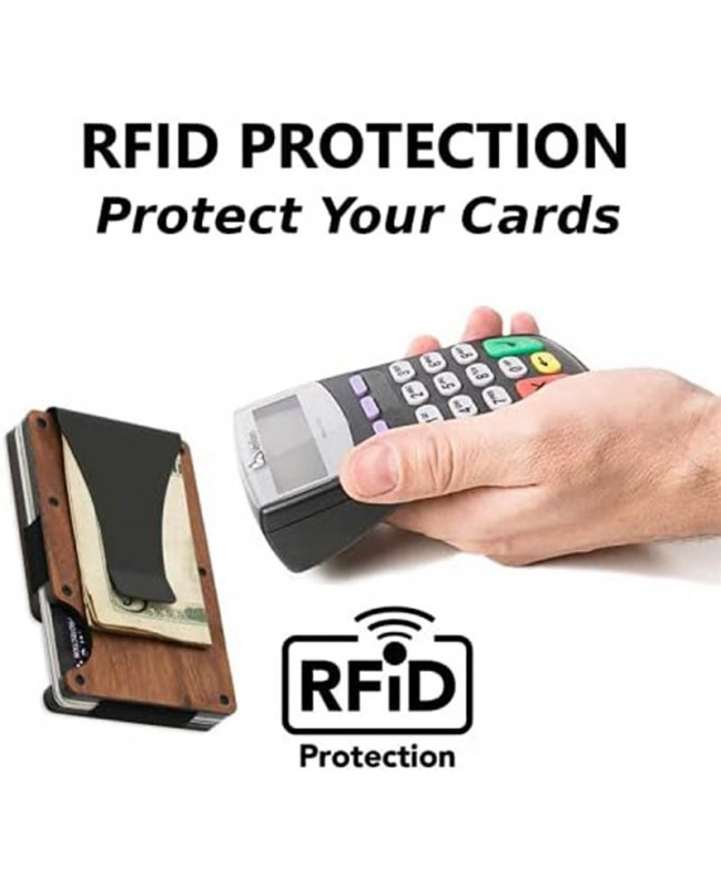 Black Walnut Wood RFID Blocking Wallet - Card Holder