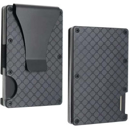 EDC Minimalist Wallet Aluminum Alloy Pattern With Cash Strap