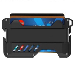 Minimalist Wallet RFID Blocking with Cash Strap Black