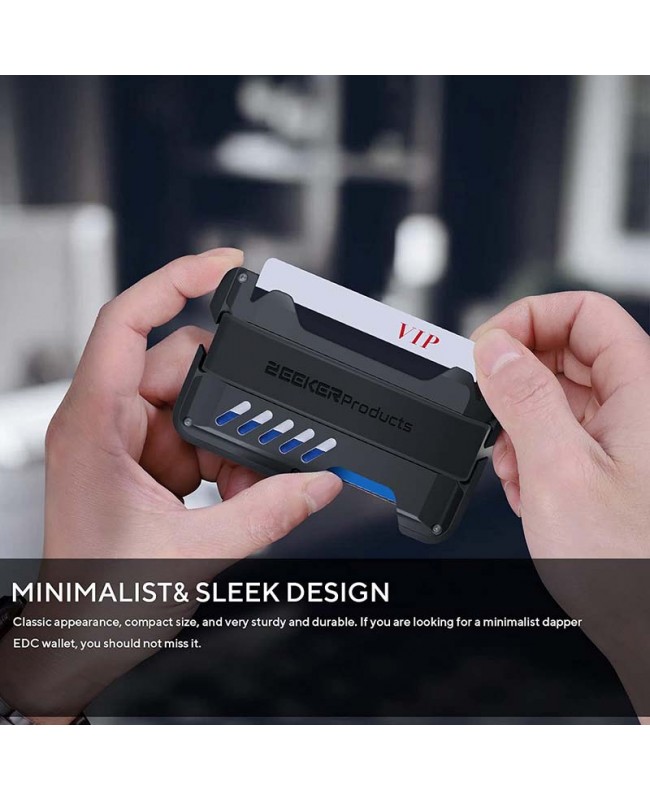 Minimalist Wallet RFID Blocking with Cash Strap Black