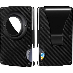 Slim Minimalist Metallic Carbon Fiber texture Wallet Airbag