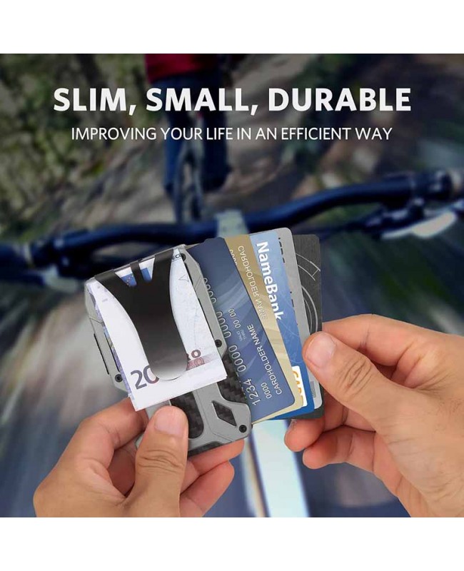 Slim Credit Card Holder - Aluminum Metal Carbon Fiber Wallet