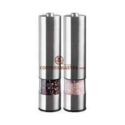 Electric Salt and Pepper Grinder Set - Battery Operated Stainless Steel Mill with Light (Pack2)