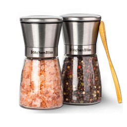 Glass&Steel Salt and Pepper Grinder 2pack