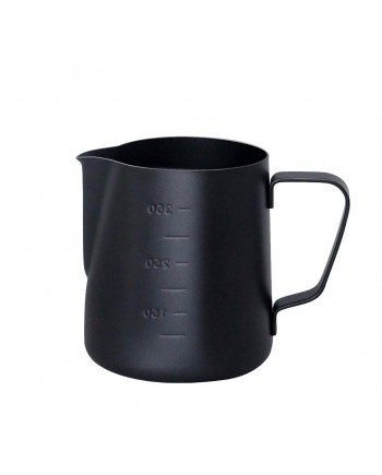 Coffeesmaster Teflon Milk Frothing Pitcher Jug - Black - with Measurements