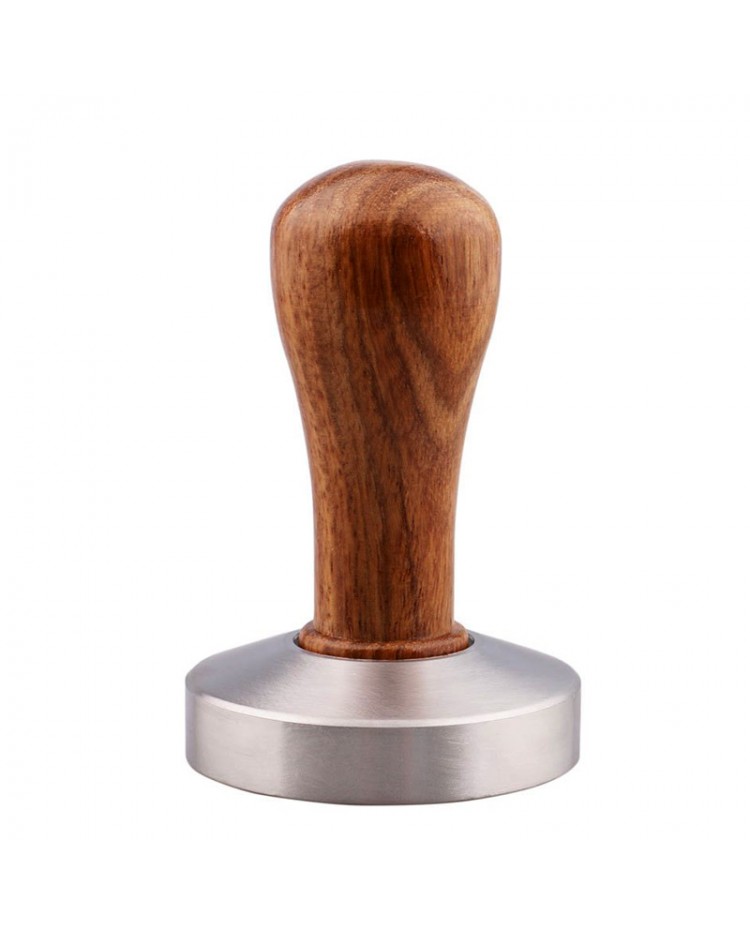 7 Type 49~58mm Coffee Tamper Flat Base Espresso Beans Press Tool Wooden Handle 