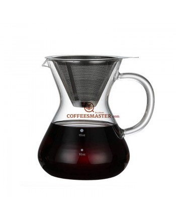 Coffeesmaster 15 Ounce Pour over Non-porous Borosilicate Glass Coffeemaker
