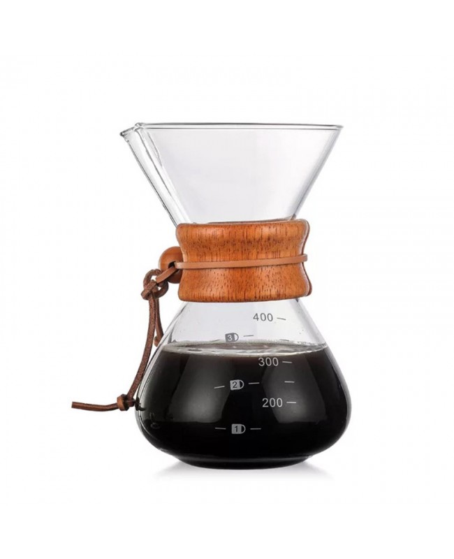 Coffeesmaster 13.5 Ounce 2 Cup Classic Pour-over Glass Coffeemaker - Non-porous Borosilicate Glass