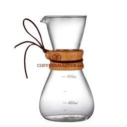 Coffeesmaster 20 Ounce Three Cup Pour over Glass Coffeemaker - Non-porous Borosilicate Glass